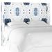 Dakota Fields Draeger Wingback Headboard Upholstered/Metal/Linen/Cotton in Blue/White | 55 H x 44 W x 11 D in | Wayfair