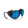 BERTONI Polarized Sunglasses for Mountain Hiking Trekking Glacier Snow mod. CORTINA Italy Shiny Black (Smoke Polarized Lenses/Blue Mirror)