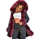 Roiii Women Winter Warm Thick Faux Fur Coat Hood Parka Long Jacket Size 8-20 (16-18,Wine Red)