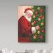 Trademark Fine Art 'Santa w/ Ornaments' Acrylic Painting Print on Wrapped Canvas Metal in Green/Red | 32 H x 24 W x 2 D in | Wayfair