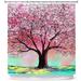 Harriet Bee Chesney Story of the Tree lxxiv Single Shower Curtain Polyester in Brown/Pink | 72 H x 69 W in | Wayfair
