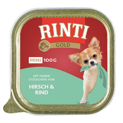 48 x 100g Gold Mini Hirsch & Rind RINTI Hundefutter nass