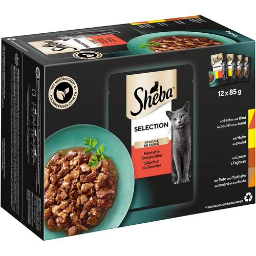 96 x 85g Selection in Sauce Sheba Katzenfutter nass