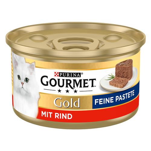 24 x 85g Feine Pastete Rind Gourmet Gold Katzenfutter nass