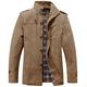 Wantdo Men's Casual Cotton Jacket Outdoor Lightweight Windbreaker Jacket Stand Collar Jacket Military Jacket Khaki S