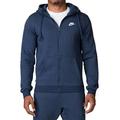 Nike Mens Sportswear Full Zip Club Hooded Sweatshirt Obsidian Heather/White 804389-473 Size X-Large