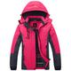 Wantdo Women's Waterproof Mountain Ski Jacket Outdoor Hooded Windbreaker Jackets Thermal Fleece Coat Windproof Hiking Coat Rose Red L