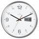 Acctim Kalendar Wall Clock Non-Ticking Sweep LCD Digital Display Energy Efficient Silver 27cm