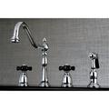 Kingston Brass Duchess Double Handle Kitchen Faucet w/ Optional Side Spray in Gray | Wayfair KB1791PKXBS