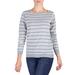 Wedgwood Horizon,'Women's Blue and Ivory Striped Soft Cotton Pullover Sweater'