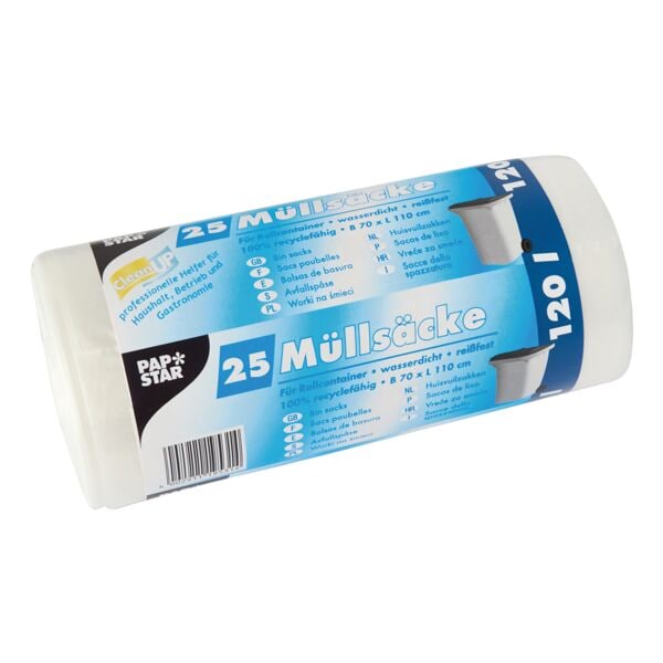Papstar 25 Müllsäcke 120 L transparent transparent, 70x110 cm Image