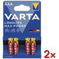 2x 4er-Pack Batterien »LONGLIFE Max Power« Micro / AAA / LR03, Varta, 4.45 cm