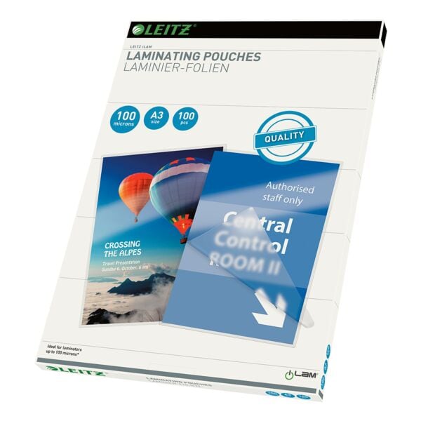 Leitz Laminierfolien A3 100 Stück 100 mic transparent, 30.3x42.6 cm Image