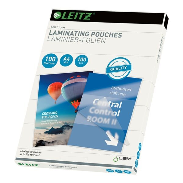 Leitz Laminierfolien A4 100 Stück 100 mic transparent, 21.6x30.3 cm Image