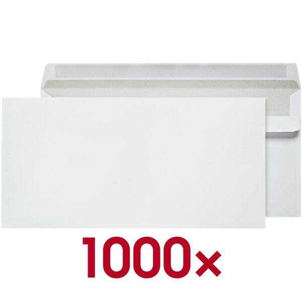 OTTO Office Briefumschläge DL ohne Fenster mit Selbstklebung - 1000 Stück weiß, 22x11 cm