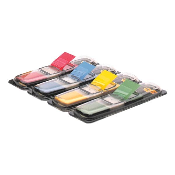 Post-it Index Haftstreifen »Index Mini« 43,2 x 11,9 mm, rot/blau/gelb/grün rot, 4.32x1.19 cm Image