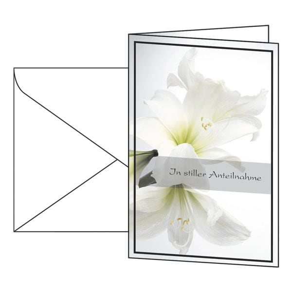 Sigel Trauer-Karten »Weiße Amaryllis« DS006 weiß, 14.8x10.5 cm Image