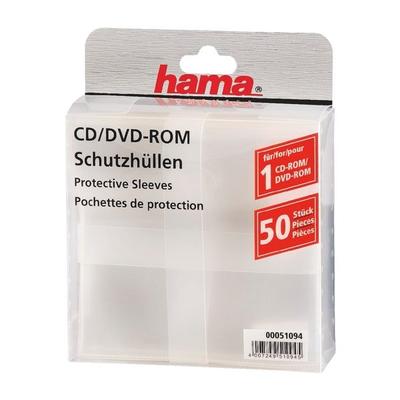 Hama CD/DVD/Blu-ray-Schutzhüllen - 50 Stück (transparent) transparent, 13.5x13.5 cm