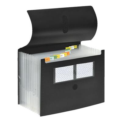 Foldersys Fächermappe - 12 Fächer (dehnbar) schwarz, 32x24x2.8 cm