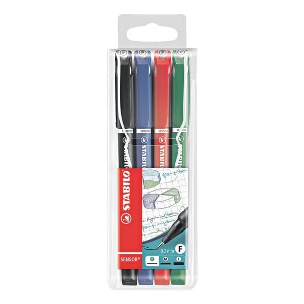 Stabilo 4er-Pack Fineliner »Sensor« blau