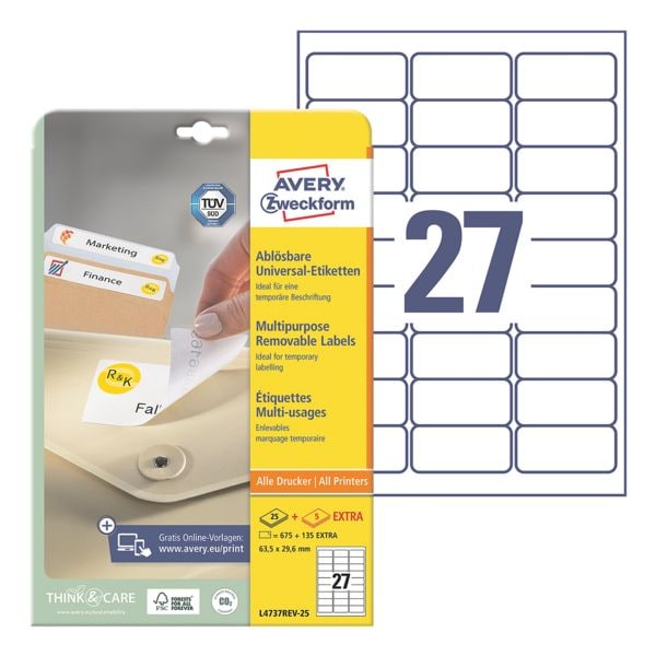 Avery Zweckform 810er-Pack Universal Klebeetiketten »L4737REV-25« weiß