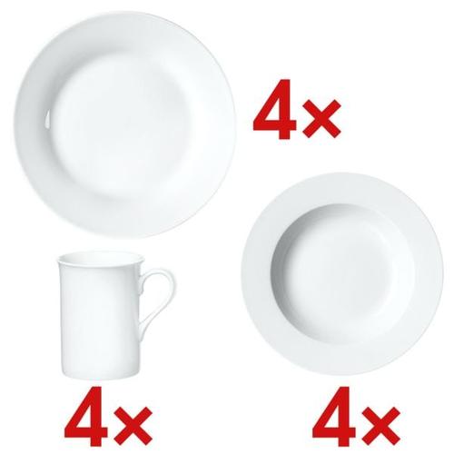 4-teiliges Speiseteller-Set »Bianco« inkl. 4-teiliges Kaffeebecher-Set »Bianco« weiß, Ritzenhoff & Breker, 24×0.2 cm