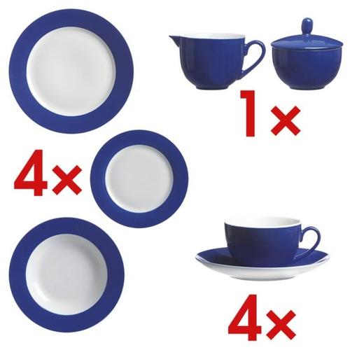 Tafelservice-Set »Doppio«, bestehend aus: 4 Speisetellern, 4 Kaffeetassen inkl. blau, Ritzenhoff & Breker, 27×3 cm