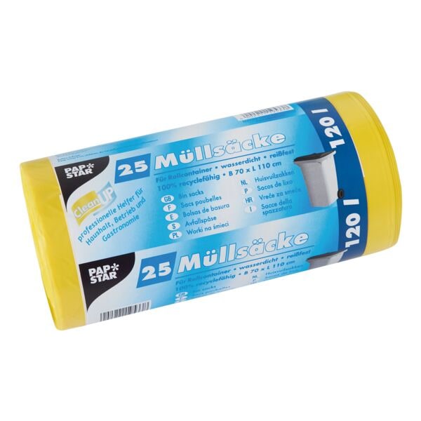 Papstar 25 Müllsäcke 120 L gelb gelb, 70x110 cm Image