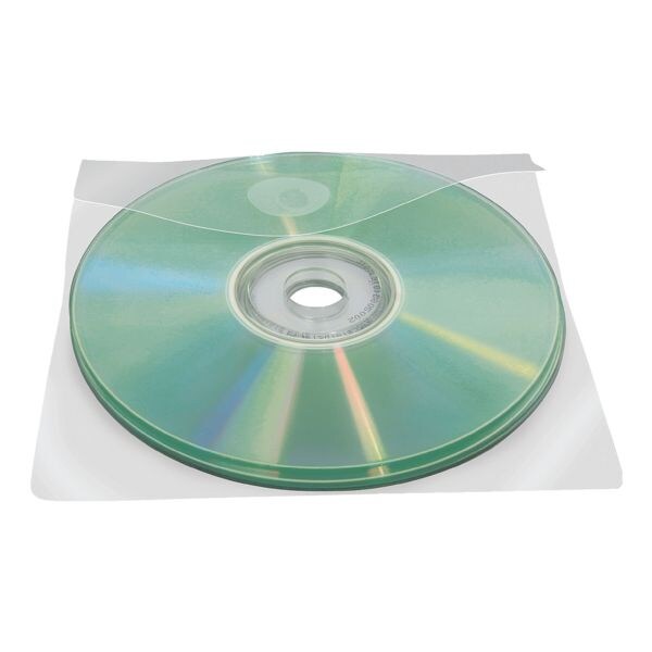 Probeco 100 Selbstklebende CD/DVD/Blu-ray-Hüllen mit Klappe 127x127 mm transparent, 12.7x12.7 cm Image