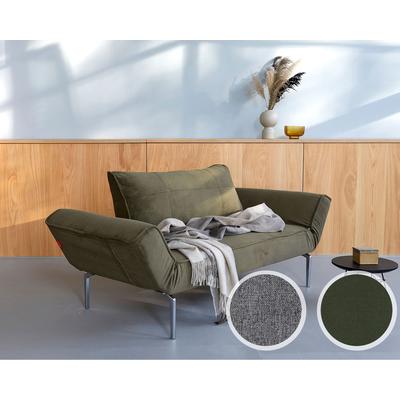 Innovation »ZEAL« Design-Sofa 216 Flashtex Dark Grey / Stem helles Holz