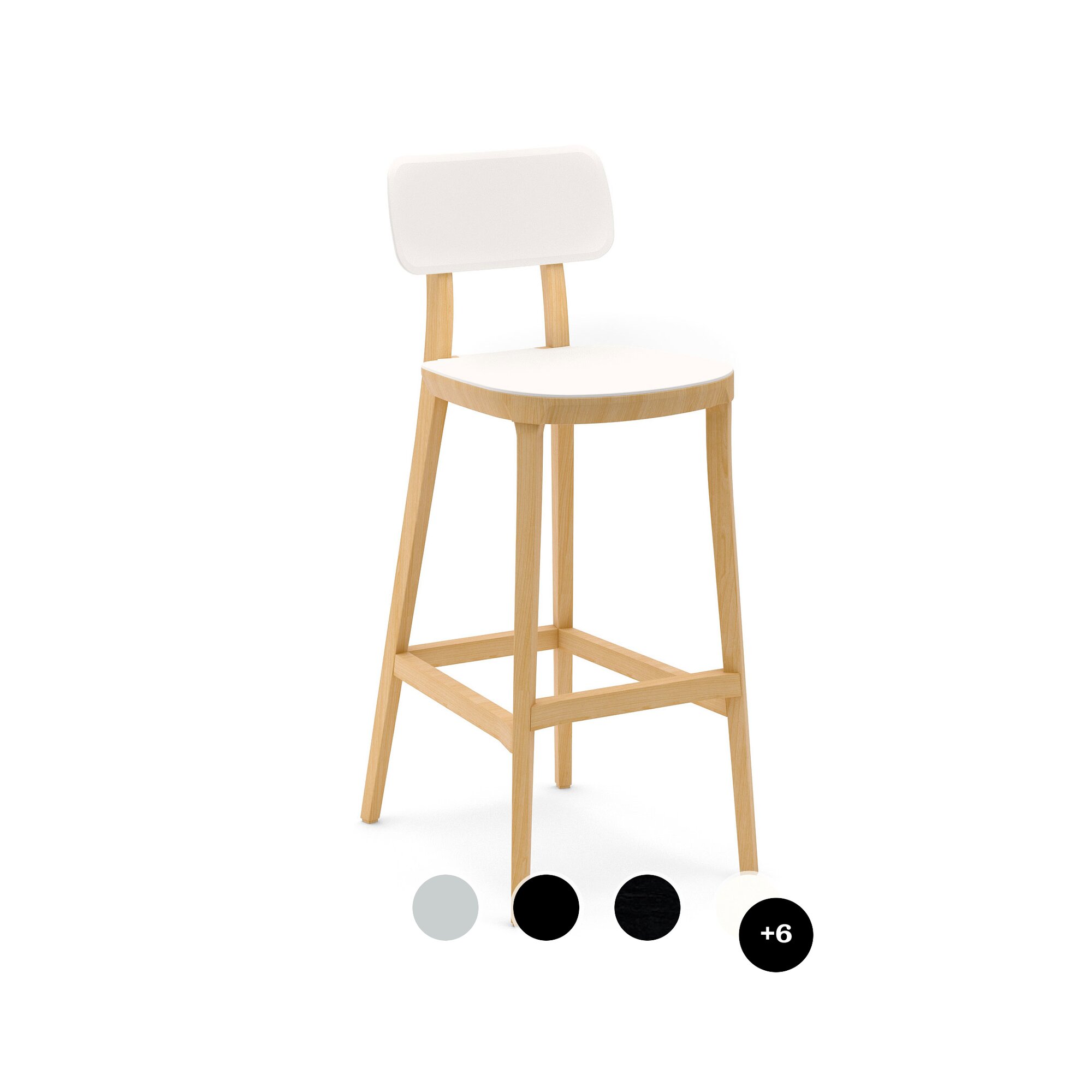 infiniti »PORTA VENEZIA« Designer-Barhocker FGLP06G Weiss lackiert / S022 Tabak