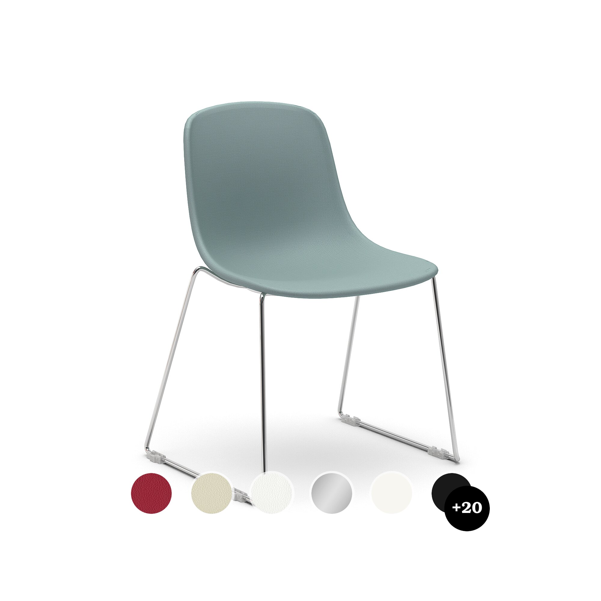 infiniti »PURE LOOP MONO« Sled gepolstert Designer-Stuhl AC31 Schwarz matt lackiert / Echtleder Elfenbein