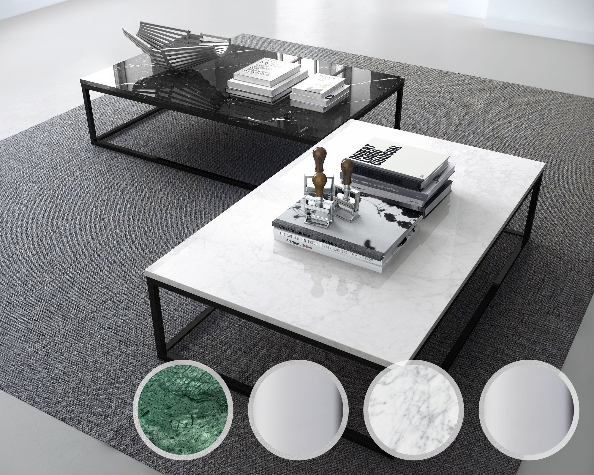 TemaHome »Prairie« Couchtisch / Chrom / Marmor Weiss