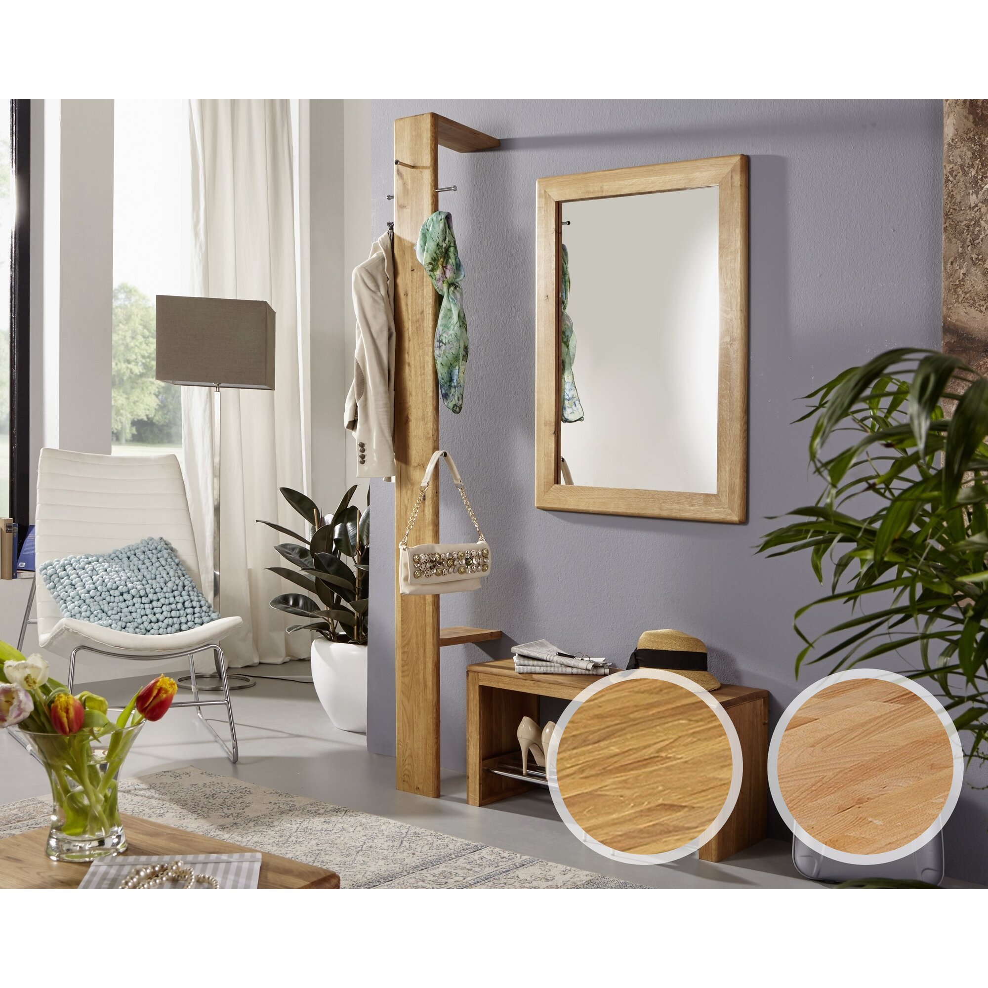 3S Frankenmöbel »Corner« Massivholz Garderobe KM-0240 / Wildeiche geölt 30 x 200 x 32 cm