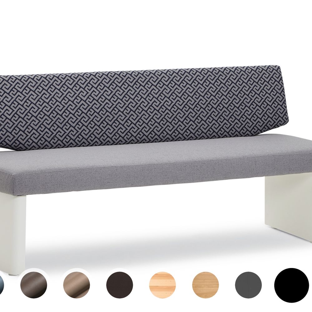 Schösswender »Ontario« 300 Polsterbank Variante C 212 cm / Echtleder MDR 70386 grau / Kernbuche natur Image