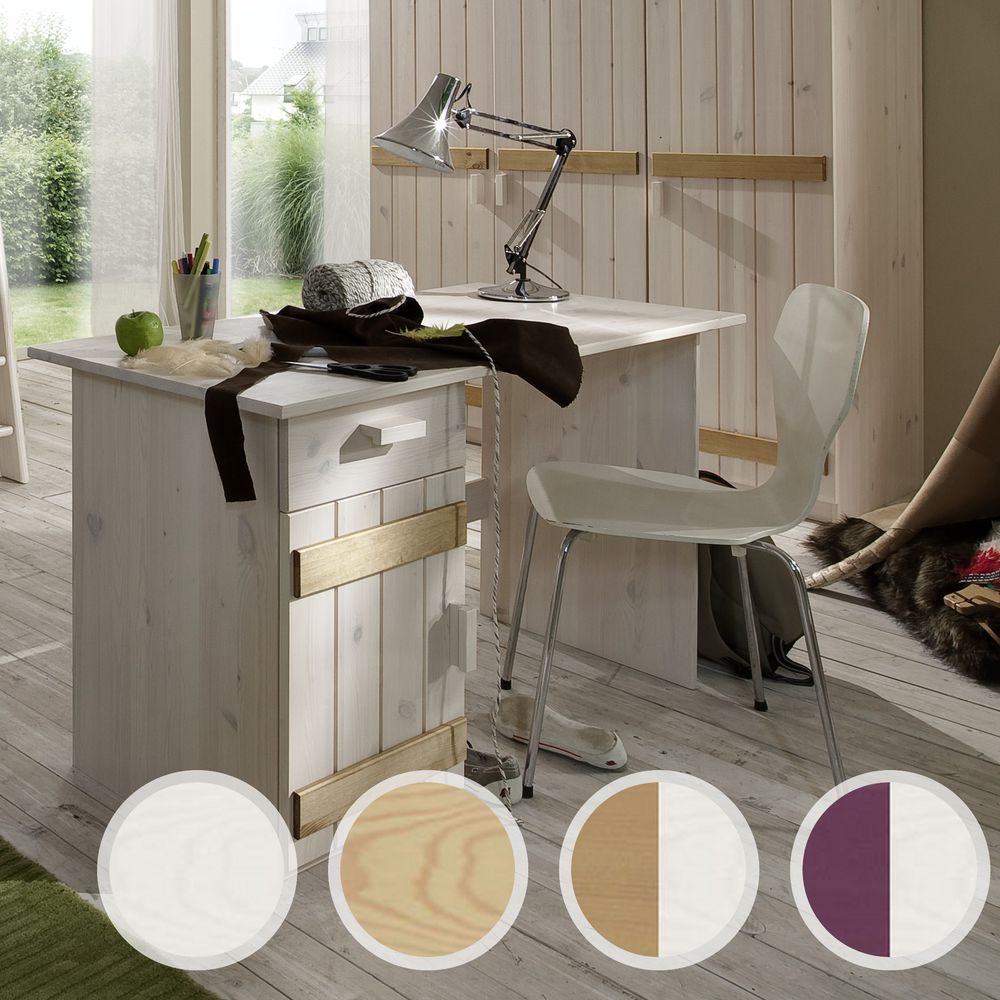 INFANSKIDS Kinderzimmer Schreibtisch gelaugt / B 124 x H 75 x T 60 cm
