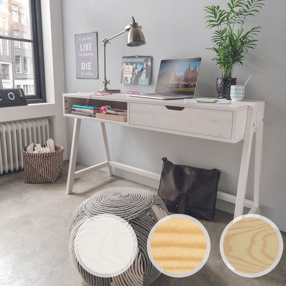 INFANSKIDS Schreibtisch - höhenverstellbar Kiefer weiß / ohne Schublade