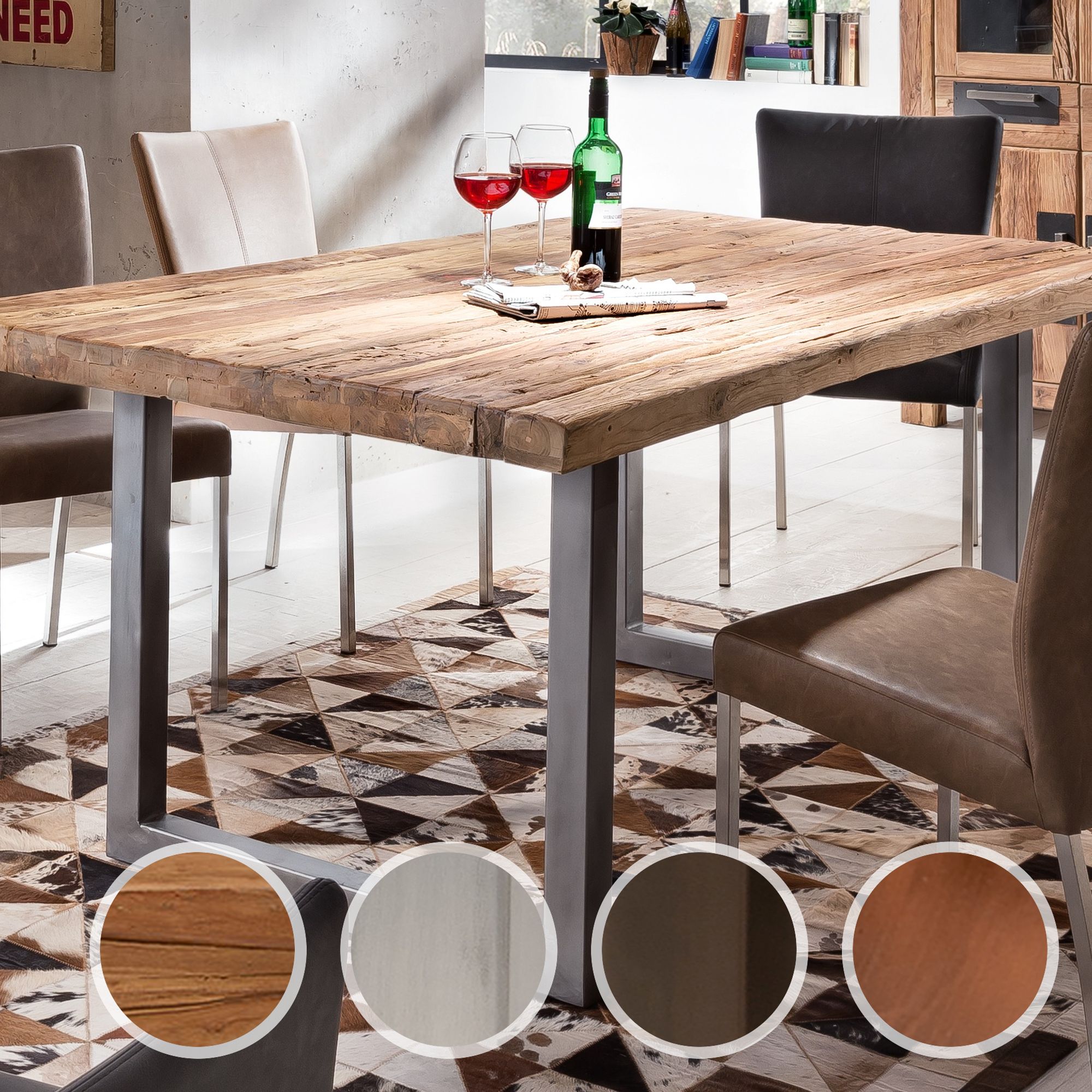 SIT Tops & Tables Esstisch Massivholz Teak 240x100 cm / Eisen antikschwarz
