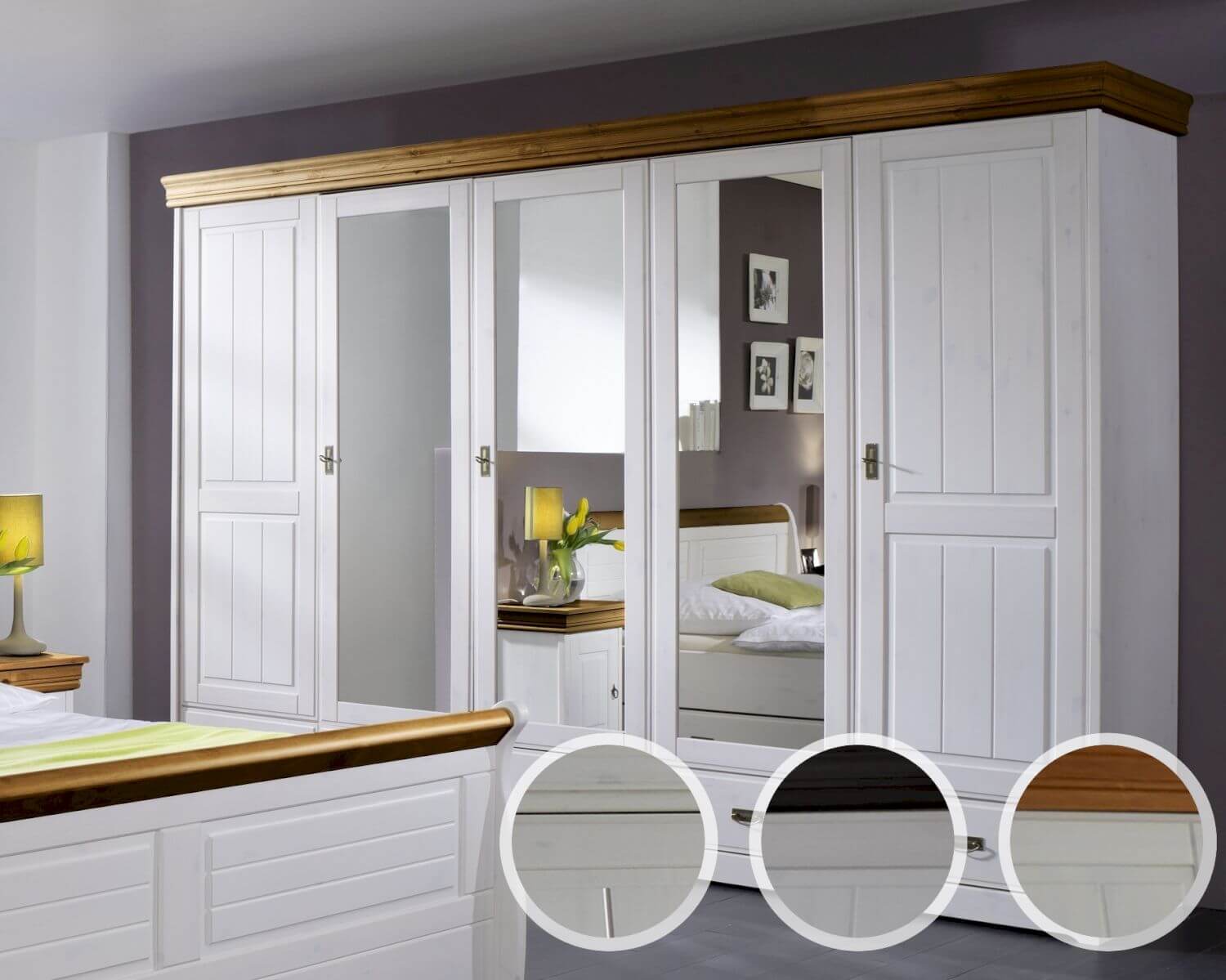 3S Frankenmöbel »Country« Massivholz Kleiderschrank SZ-0132 / 3-Türig / B 192 x H 217 x T 62 cm / Honigfarben