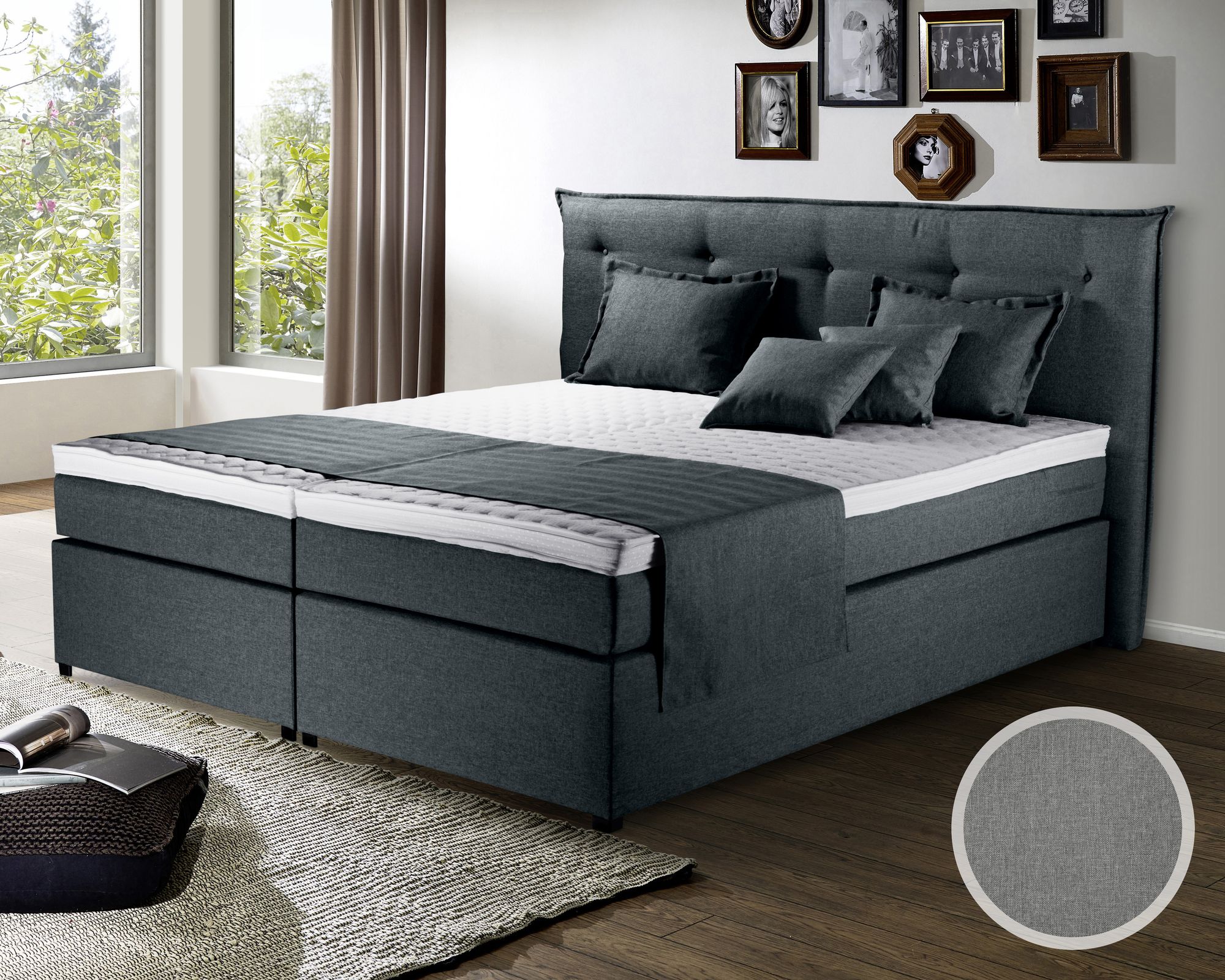 Winkle »Herzog« Boxspringbett 180x200 cm / 9631 Dunkelblau / H2