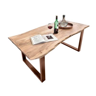 SIT Tops & Tables »Slim« Esstisch Massivholz Akazie Baumkante 200x100 cm / Eisen antikbraun