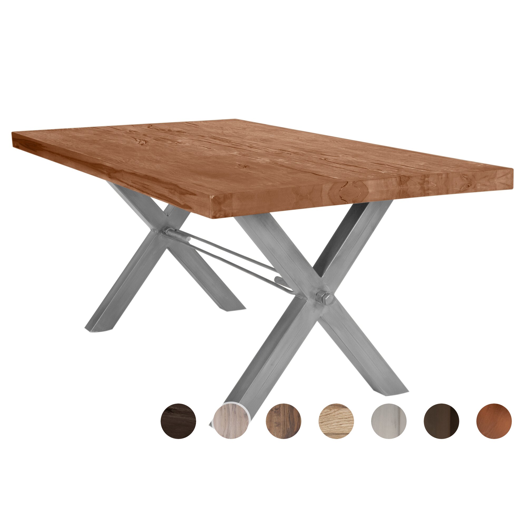 SIT Tops & Tables Esstisch Massivholz Edgy Natur geölt / 200x100 cm / Eisen antiksilber