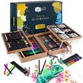 Artina 127pcs Painting Set Bologna XXL Art Set with FSC Wooden Case – Acrylic Paints, Watercolours, Colouring Pencils, Oil Pastels, Fineliner – Big Drawing Kit with Storage Compartments