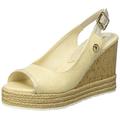 U.S. POLO ASSN. Damen TOPAZIA Linen Peeptoe Sandalen, Elfenbein Natur, 37 EU