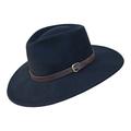 Borges & Scott B&S Premium Lewis - Wide Brim Fedora Hat - 100% Wool Felt - Water Resistant - Leather Band - Black 54