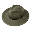 Borges & Scott B&S Premium Lewis - Wide Brim Fedora Hat - 100% Wool Felt - Water Resistant - Leather Band - Olive Green 60