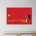 Wrought Studio™ Banana Bomb Banksy Banksy - Graphic Art Print on Wrapped Canvas Metal in Red | 32 H x 48 W x 1.5 D in | Wayfair