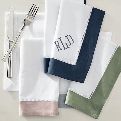 Classic Hemstitch Table Linens - Red Border Napkins, Border Napkins, Napkins, Set of Six - Frontgate