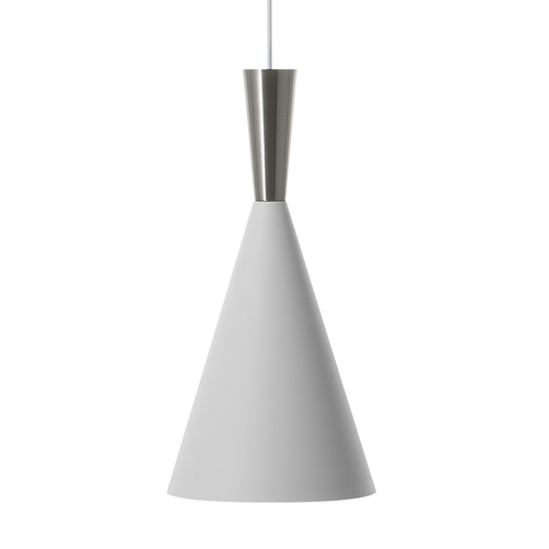 Hängeleuchte Weiß und Silber Metall mit Schirm in Kegelform Skandinavischer Stil für Kücheninsel Wohn- und Esszimmer