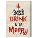The Holiday Aisle® Eat Drink & Be Merry - Wrapped Canvas Textual Art Print Metal in Black/Red | 60 H x 40 W x 2 D in | Wayfair